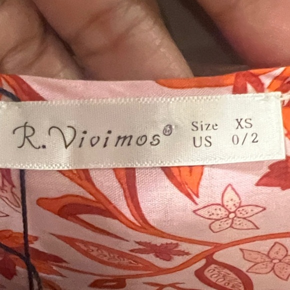 NWT R Vivimos pink floral long sleeve midi dress size 2 - Picture 2 of 15